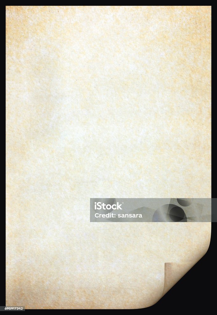 Old paper texture with stains patterns and the bent edge Folded Stock Photo