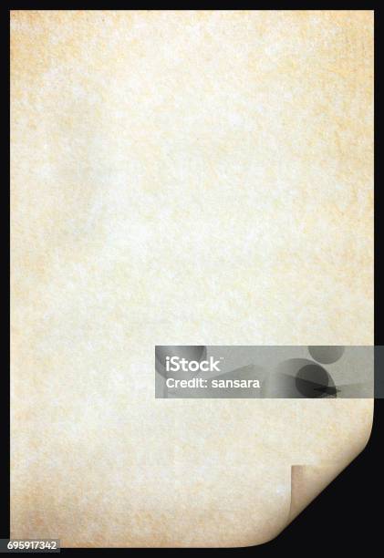 Old Paper Texture With Stains Patterns And The Bent Edge Stock Photo - Download Image Now