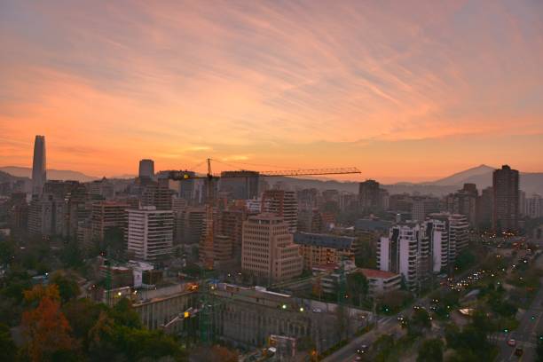 istock Sunset clouds and Skyscrapers in Santiago, Chile 695920160