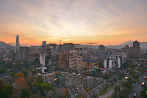 istock Sunset clouds and Skyscrapers in Santiago, Chile 695920164
