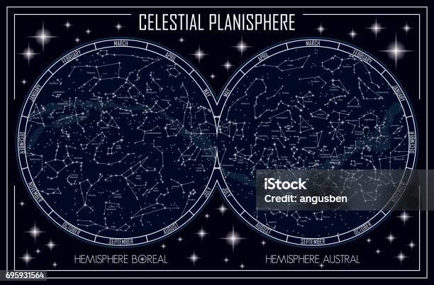 Celestial Planisphere Stock Illustration - Download Image Now - Map, Constellation, Astrology Sign