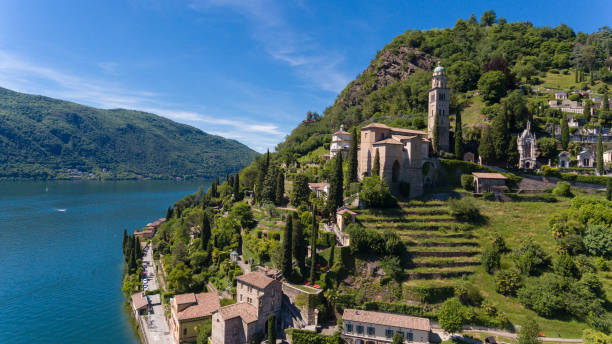 istock Lake view in Morcote, Tessin 695931566