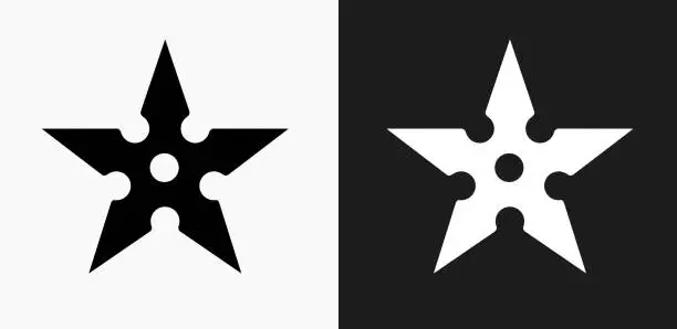 Vector illustration of Shuriken Icon on Black and White Vector Backgrounds