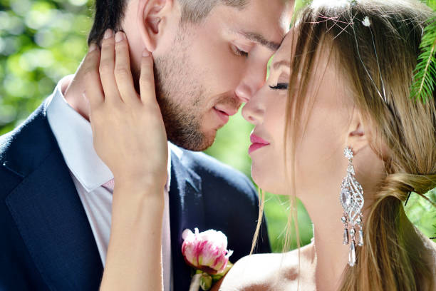 istock Wedding couple on the nature is hugging each other 695931866