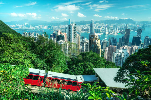 istock Tourist peak tram in Hong Kong 695939484