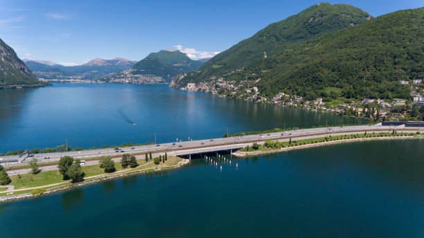 melide dam from the top in tessin - tessin imagens e fotografias de stock