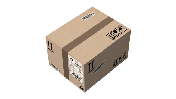 istock shipping cardboard boxes isolated on white - cardboard box 695939762