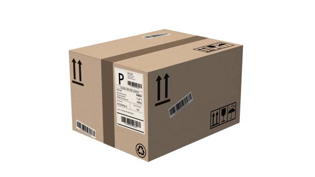 istock shipping cardboard boxes isolated on white - cardboard box 695939812