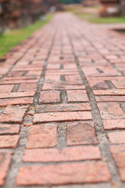 istock Old walkway path among the garden 695940636