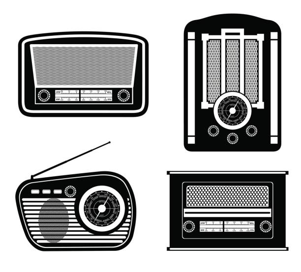 illustrations, cliparts, dessins animés et icônes de radio ancienne icône vintage retro stock illustration vectorielle - radio haute fréquence