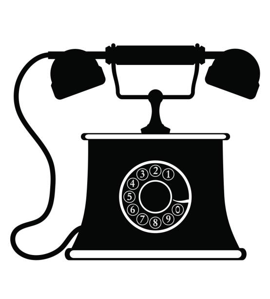 phone old retro vintage icon stock vector illustration phone old retro vintage icon stock vector illustration black outline silhouette isolated on white background rotary dial telephone cartoons stock illustrations