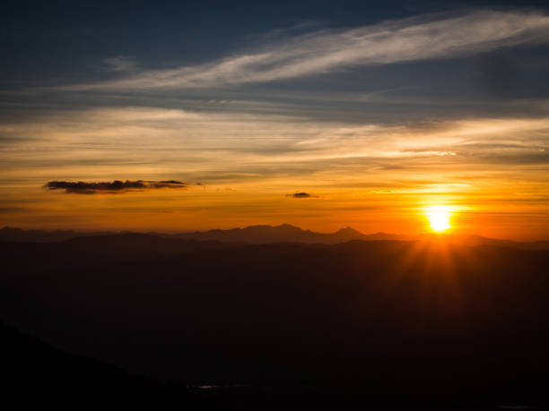 istock The orange sunsetting with the gradient color line of sky 695959462
