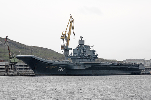 Murmansk, Russia - May 2, 2010: Heavy aircraft-carrying cruiser \