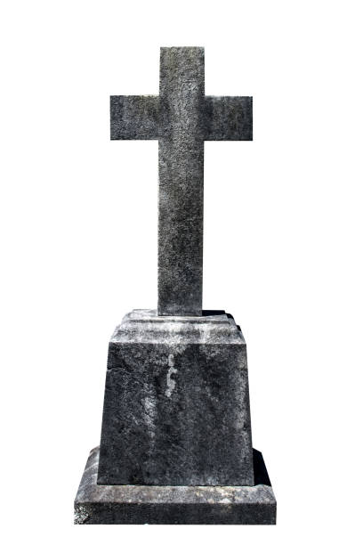 istock Blank gravestone isolated on white ready for inscription 695991202