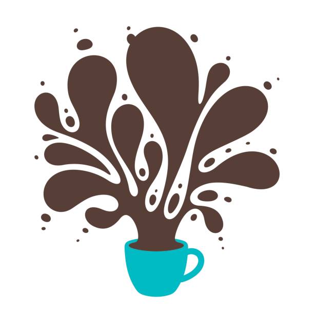ilustraciones, imágenes clip art, dibujos animados e iconos de stock de splash café - caffeine drink coffee cafe