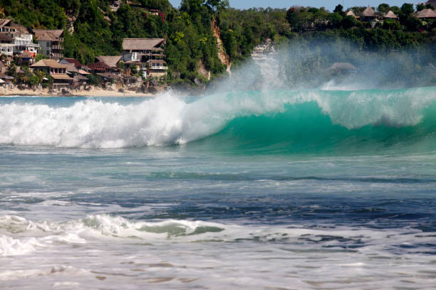 Most popular surfing areas Dreamland beach on Bali, Indonesia