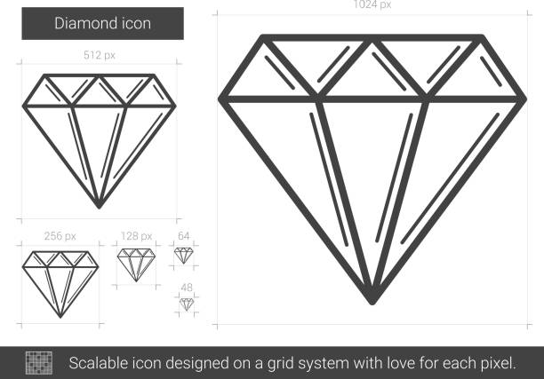illustrations, cliparts, dessins animés et icônes de icône ligne diamond - adamant mountains
