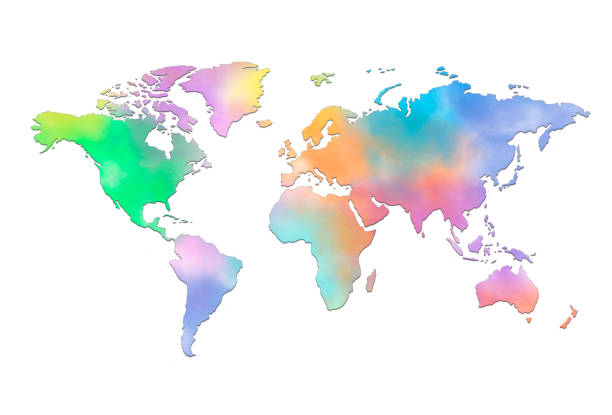 istock Colored Map of world on white background 696007128