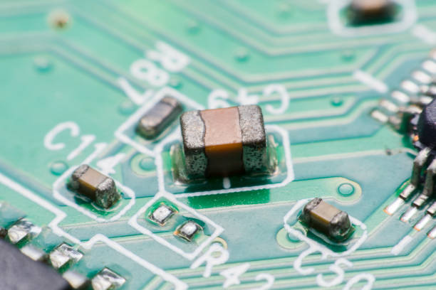 istock Closeup electronic hardware .Resistor and condensers assembly on the circuit board 696012622