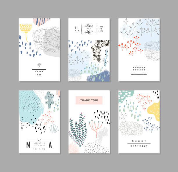 Set of artistic creative universal cards. vector art illustration