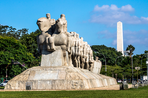 Sao Paulo, Brazil, February 08, 2017. Flags Monument in Ibirapuera Park, Sao Paulo, Brazil