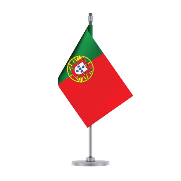 illustrations, cliparts, dessins animés et icônes de drapeau portugais accroché sur le poteau métallique, illustration vectorielle - portuguese culture portugal flag coat of arms