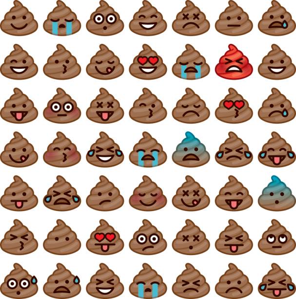 emojis symbolsatz: poo - shit faced stock-grafiken, -clipart, -cartoons und -symbole