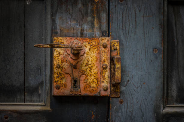 istock The old vintage door handle and keyhole 696029582