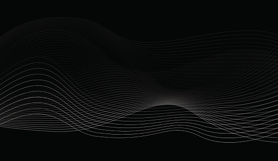 Black and White Abstract Wavy Background Vector Illustration.