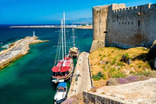 Harbor view from Kyrenia castle walls. Cyprus.