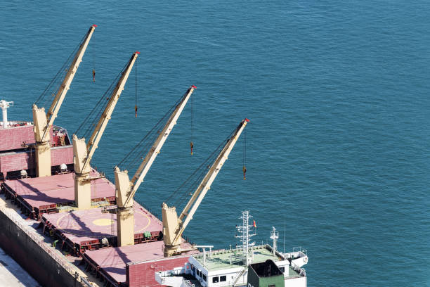 Detail of Cargo Ship in Barcelona Port, Spain.