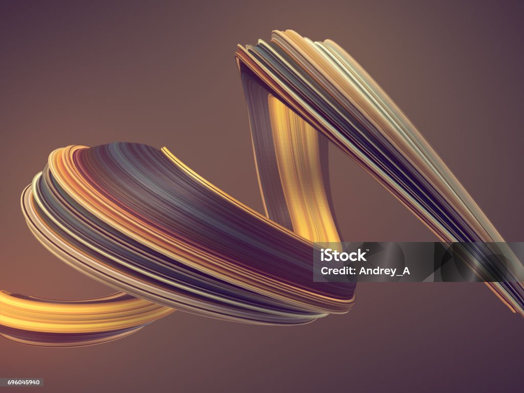 Colored twisted shape. Computer generated abstract geometric 3D render illustration Colored abstract twisted shape. Computer generated geometric illustration. 3D rendering Three Dimensional Stock Photo