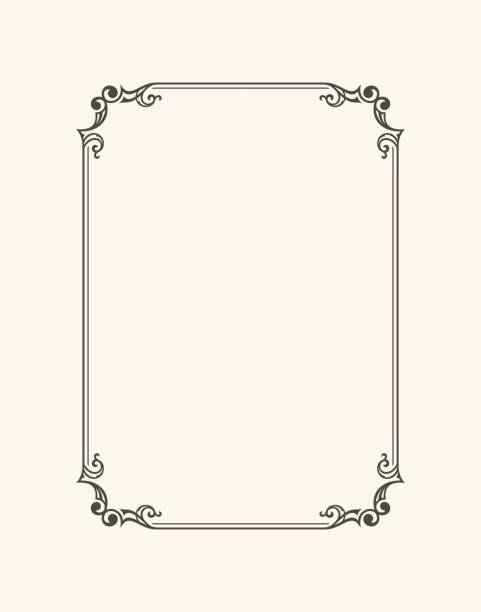 Vintage calligraphic frame. Black and white vector border of the invitation, diploma, certificate, postcard Vintage calligraphic frame. Black and white vector border of the invitation, diploma, certificate, postcard. Empty blank and place for text. victorian era stock illustrations