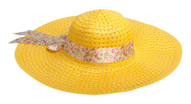 istock woman  hat isolated on white background .Women's beach hat . yellow hat 696049556
