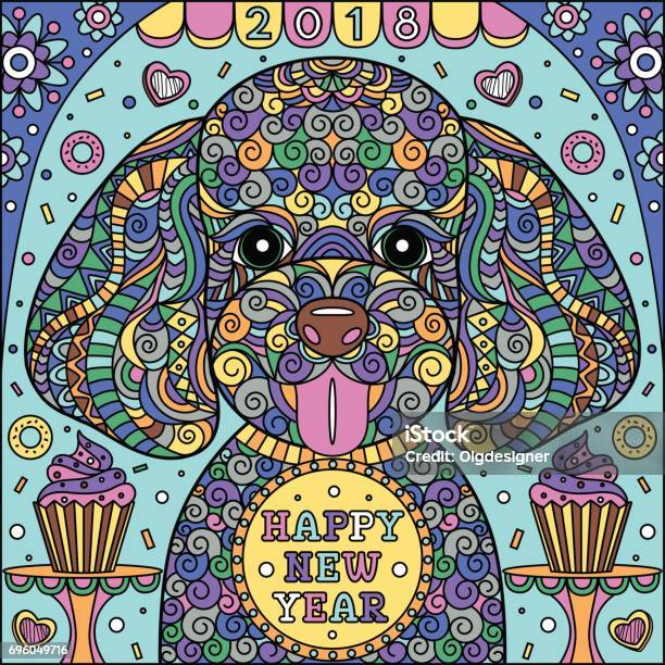 Cute Puppy Colorful Background Stock Illustration - Download Image Now - 2018, Adult, Animal