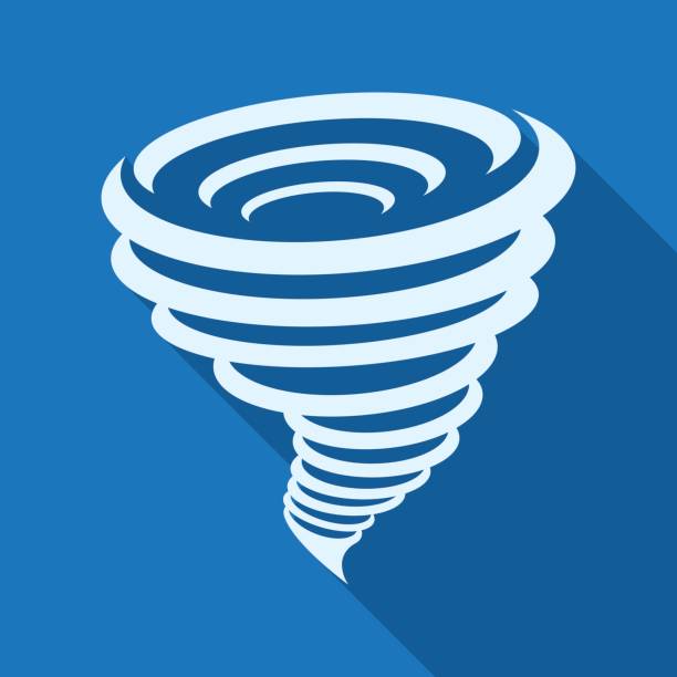 Tornado icon, vector illustration. Tornado icon. Vector illustration, isolated on a blue background with a long shadow tornado stock illustrations