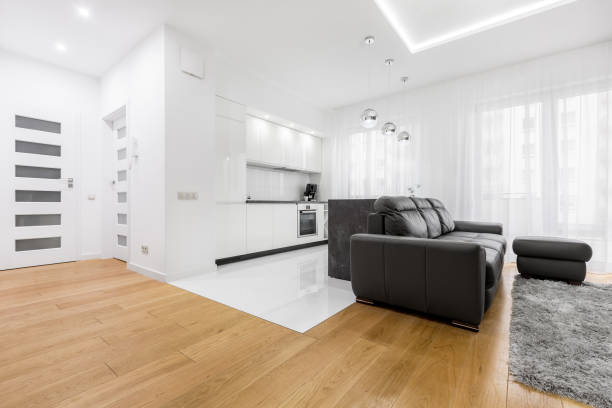 istock Living room with hardwood floor 696069934
