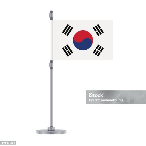 Vetores de Bandeira Sulcoreana No Poste Metálico Ilustração Vetorial e mais imagens de Bandeira da Coreia do Sul