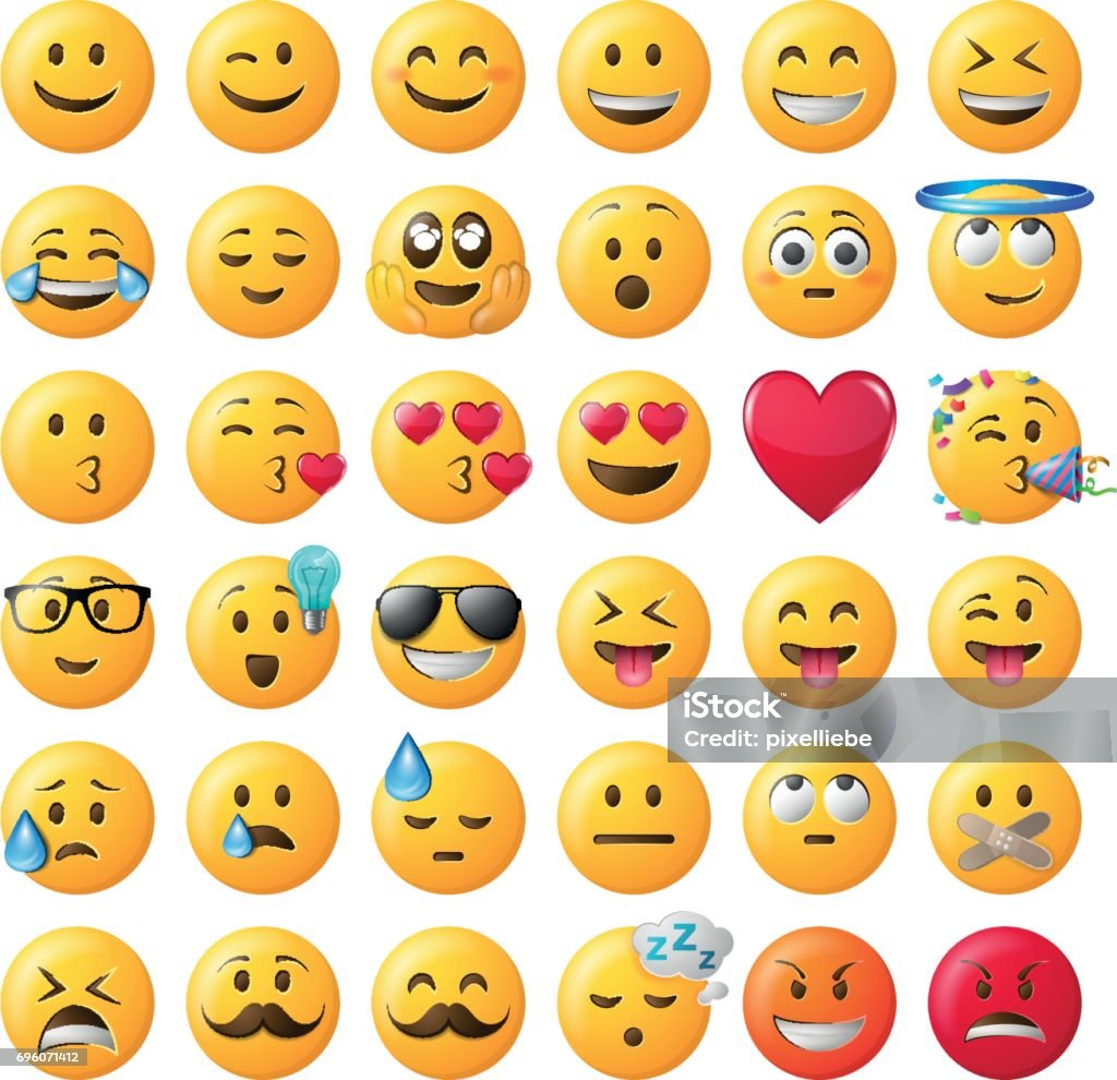 smileys emoticon vector set - arte vettoriale royalty-free di Emoticon