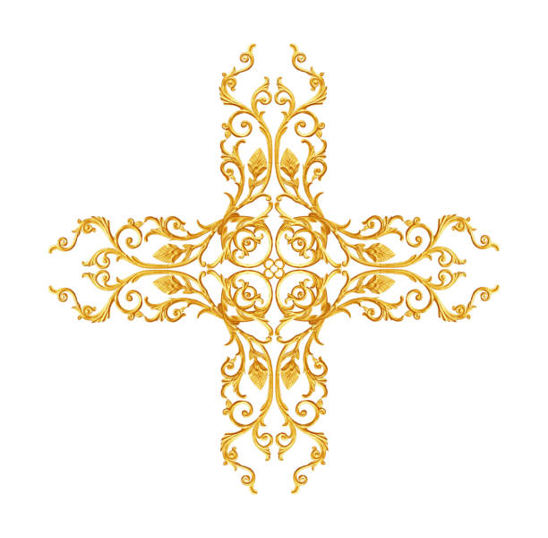 Ornament elements, vintage gold floral designs
