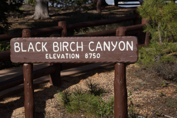 istock Black Birch Canyon Overlook Sign 696077632