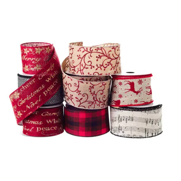 Photo of Christmas pattern ribbon rolls