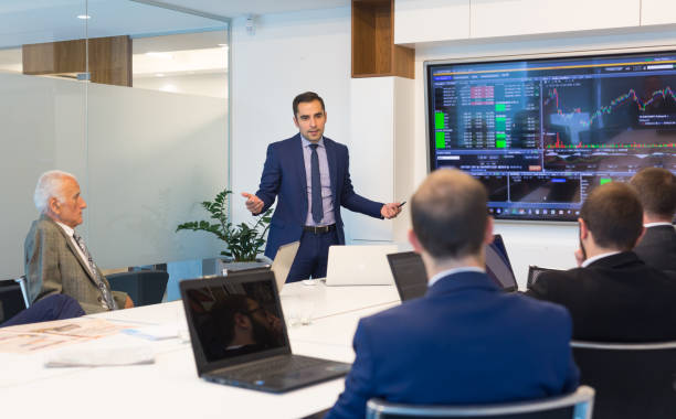 istock Business presentation on corporate meeting. 696090332