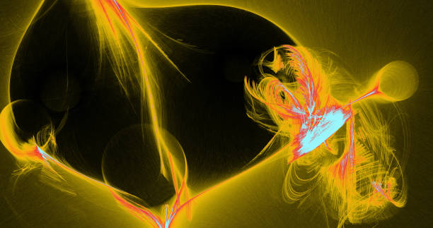istock Yellow Red And Blue Abstract Lines Curves Particles Background 696090438