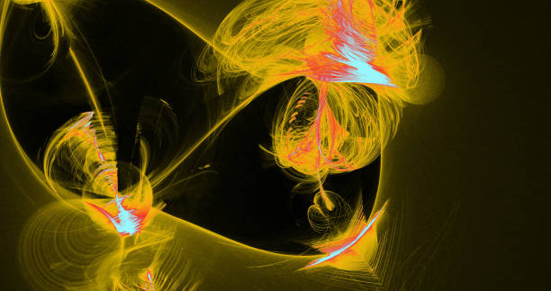 istock Yellow Red And Blue Abstract Lines Curves Particles Background 696090464