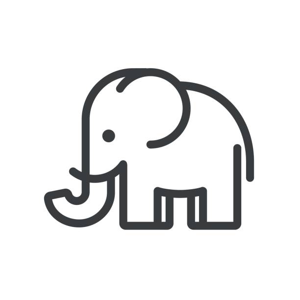 Minimal elephant Simple and minimal elephant illustration. Modern vector line icon. elephant stock illustrations