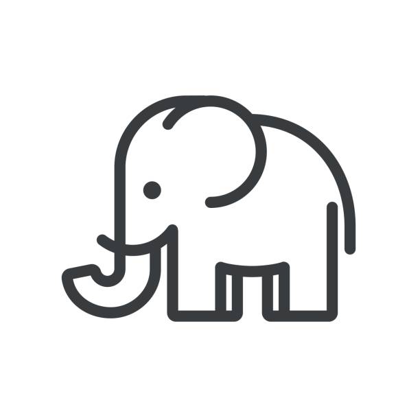 Minimal elephant Simple and minimal elephant illustration. Modern vector line icon. elephant vector illustration stock illustrations