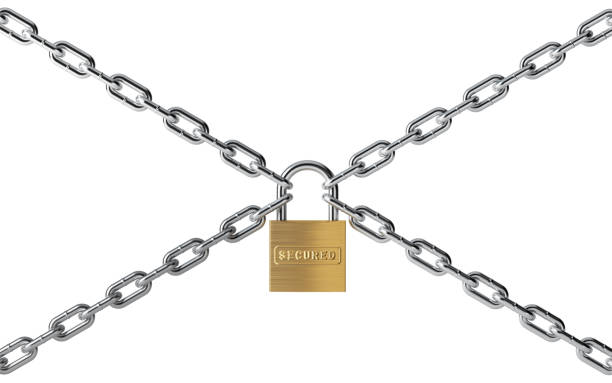 istock Padlock and Chain Isolated on White Background 696107658