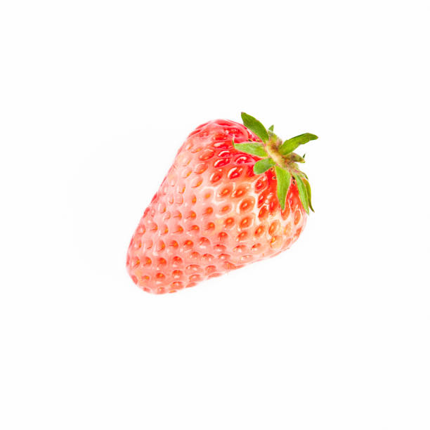 istock Top view of fresh white strawberry isolated on white background. 696110888