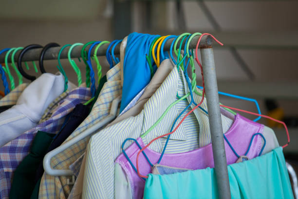 istock Clothes line at the home. 696111182
